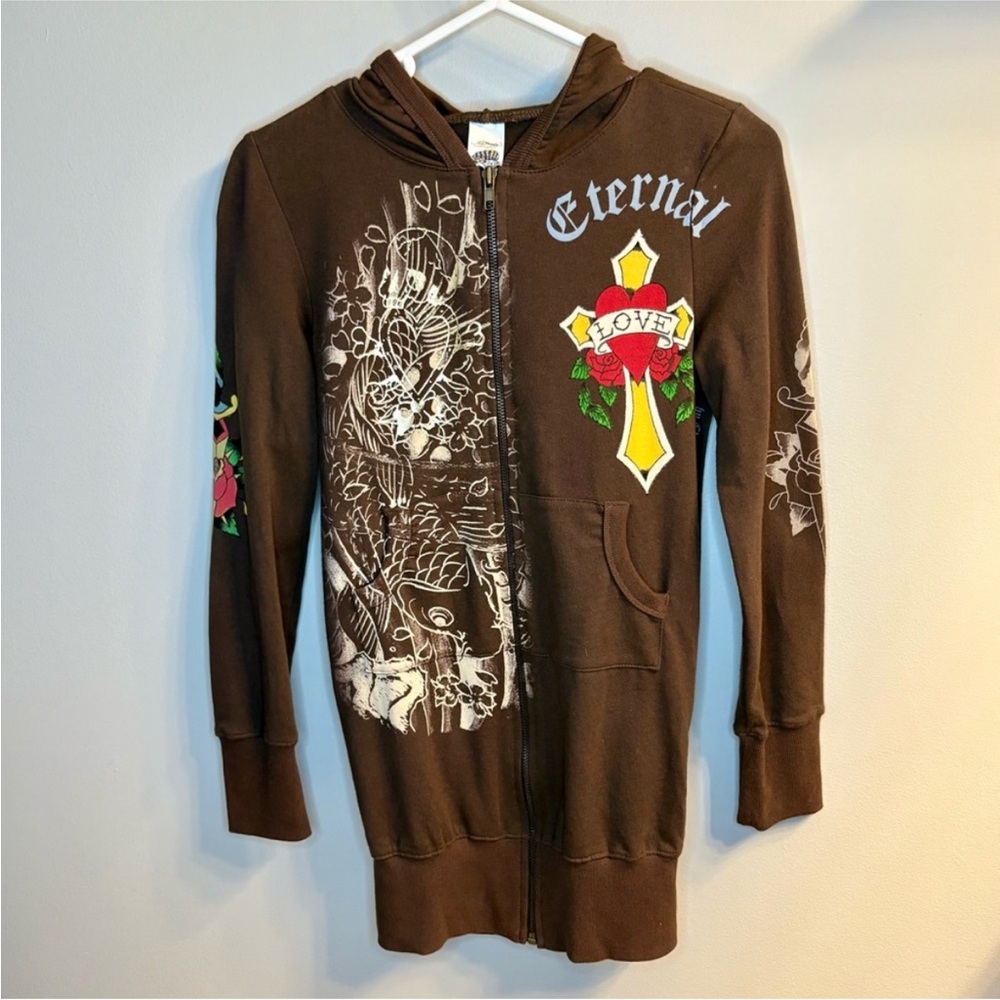 Ed Hardy Vintage Eternal Love Sweatshirt Hoodie
Brown Size S